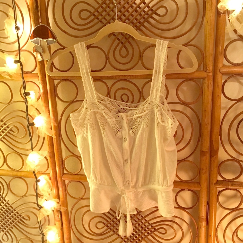 TOPSHOP Lace embroidered Crop Tank top